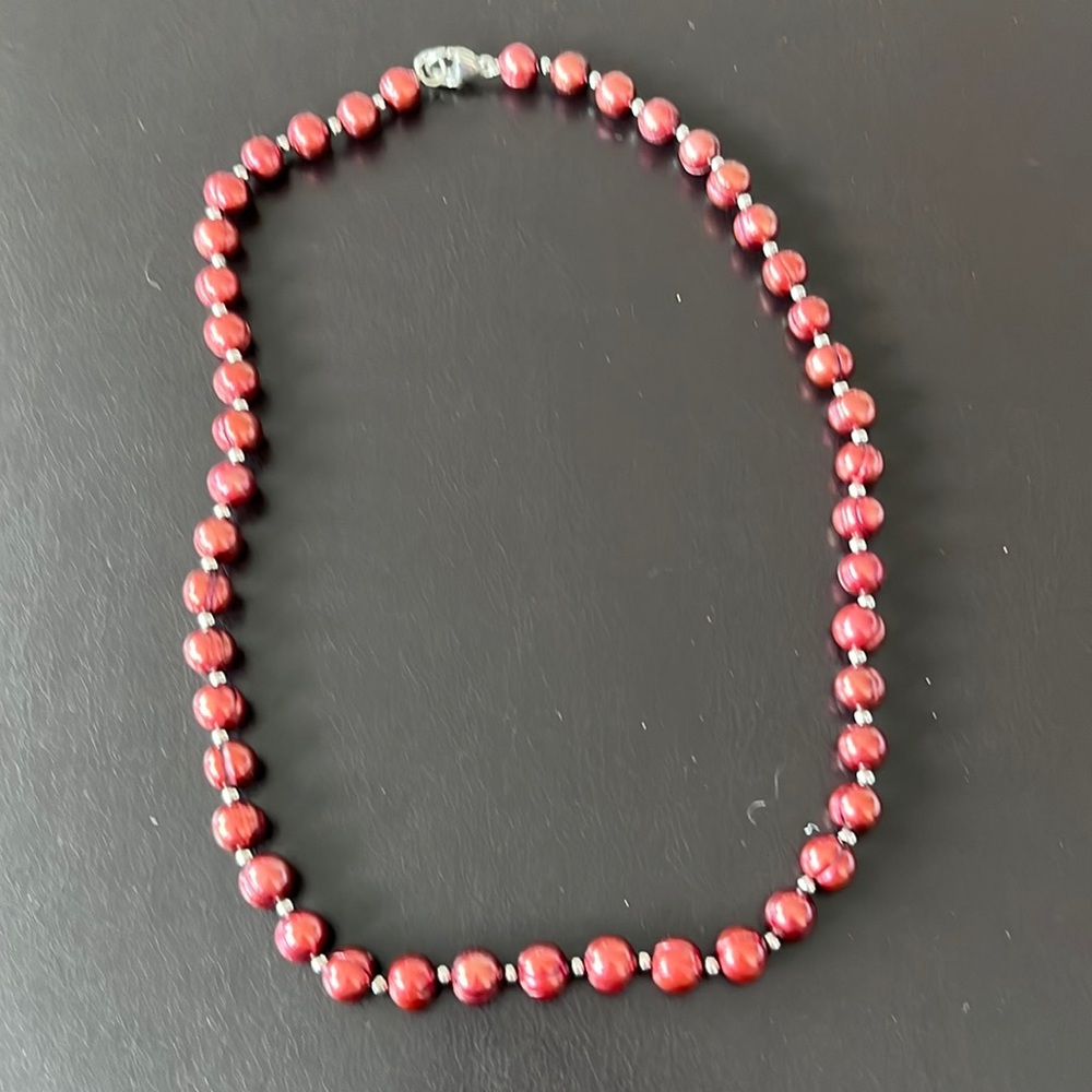 Burgundy pearl necklace